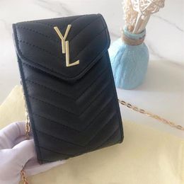 Designer Shoulder Mobile Phone Bags small square Handbags Clutch Men Women Sports Leisure Cross body chest Bag golden Letter Leath303q