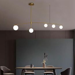 Minimalist Black Or Gold Chandelier Modern Glass Ball G9 LED Hanging Light For Dining Room Coffee Shop Bar Long Pendant Lamp336r