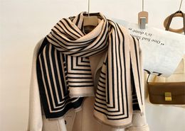 Women doublesided pinstripe jacquard scarf feels delicate soft simple versatile warm Length 180mm and width 65mm9505229