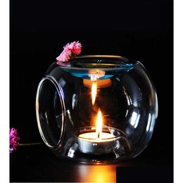 Candle Holders Glass Candlestick Fragrance Aroma Oil Tealight Holder Candle Wax Tart Warmer Elegant Brief Creative Holders Sh190924 Dr Dhdyj