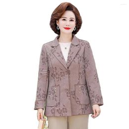 Women's Suits Mom's Plaid Suit Jacket Is Fashionable And Age-reducing Middle-aged Elderly Spring Autumn Printed Tops.