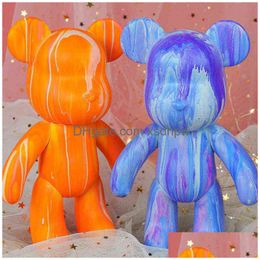 Blocks Diy Fluid Bear Scpture Material Handmade Parent-Child Toy Iti Painting Doll Violent Gifts For Kids Home Decor T220730 Drop De Dhz6H