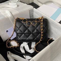 10A Mirror Quality Designer Flap Diagonal Bag Four Metal Ring Buckle Embellished Shoulder Bag Cowhide Fashion Women's Bag Luxury Armpit Bag Leather Chain Tote Bag