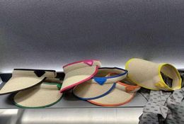 Designer Handmade Straw Hats Unisex AntiUV Sun Visor Natural Raffia 6 Colours Cap Summer Outdoor For Women Sun Protection Wide Lar4612283