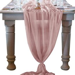 10ft Dusty Rose Chiffon Table Runner 27.5x118 Inches Wedding Runner Sheer Thanksgiving Christmas Bridal Shower Decorations