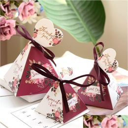 Gift Wrap Triangar Pyramid Marble Candy Box Wedding Favors And Gifts Es Chocolate For Guests Giveaways Party Supplies 220811 Drop Deli Dhbur