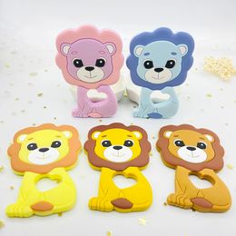 Teethers Toys 5/10Pcs Silicone Lion Baby Teething Bead For DIY Baby Soother Nursing Jewelry Making Clips Accessories 231208