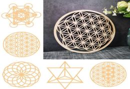 Party Decoration Sacred Geometry Flower Of Life Energy Mat Wood Slice Base Purification Crystals Healing Disc As For Home Wall Dec5294103