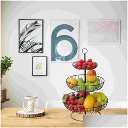 Dinnerware Sets Metal Fruit Basket Kitchen Accessories For Vegetable Storage Bread Rack Layer Family Drop Delivery Home Garden Dining Otxgd