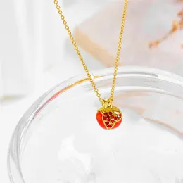 Chains Collection 925 Sterling Silver Red Pomegranate Pendant Necklace For Women Fashion Jewelry