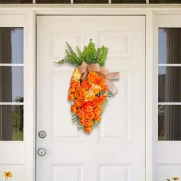 Decorative Flowers Easter Carrot Wreath Artificial Rustic Spring Carrots Hanging Upside Down For Farmhouse Garden Wedding