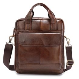 Briefcases 2023 Genuine Leather briefcases maletines maleta Men Travel Shoulder Messenger Bags Male Document Handbags business bag 231208