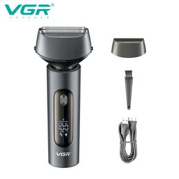 Razors Blades VGR Electric Shaver Beard Trimmer Shaving Machine Trimmer for Men Razor Professional Electric Rechargeable IPX7 Washable V-381 231208