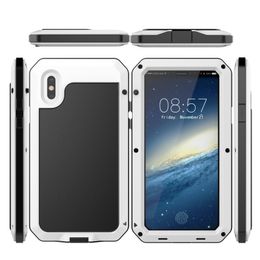 Tempered Glass Aluminum alloy Cases Defender Heavy Duty Armor Kickstand 3 in 1 Shockproof Cover for iPhone 8 7 6 Plus 8plus 7plus Waterproof Dustproof