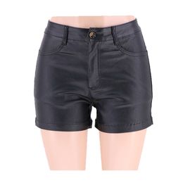 women short jeans sexy PU leather high waist Skinny Slim short pants mini pants high quality free shipping