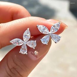 Stud Earrings UILZ Mini Marquise Drop Shaped For Women Luxury Shiny White Zirconia Butterfly Earring Daily Life Jewellery