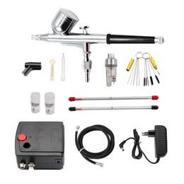 Airbrush Tattoo Supplies DualAction Spray Gun with Compressor 0m Kit for Nail ModelCakeCar Painting 231208