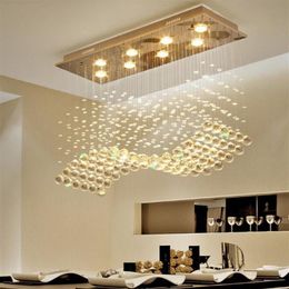K9 Crystal Chandeliers LED Chrome Finished Light Wave Art Decor Modern Suspension Lighting el Villa Hanging Lamp LLFA302M