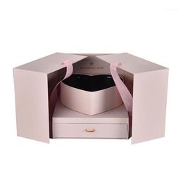 Gift Wrap Flower Box DIY Cube Shape Birthday Anniversary Wedding Valentine's Day Surprise Packing1209a
