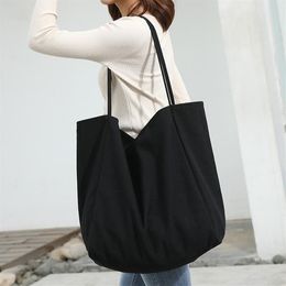 Women Big Canvas Shopping Bag Reusable Soild Extra Large Tote Grocery Bag Eco Environmental Shopper Shoulder Bags For Young Girl 2260Y