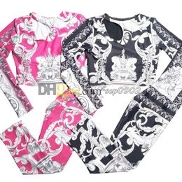 Sexy Hollow t Shirt Women Breathable Yoga Outfit Elastic Waist Gym Pants Designer Print Sport Tracksuit