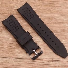 Watch Bands Accessories Silicone Strap Curved Interface 24mm Pin Buckle Men's For All Brands3040