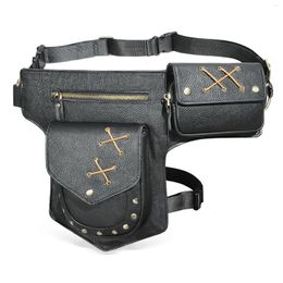 Waist Bags Crazy Horse Leather Design Vintage Small Belt Messenger Bag Fanny Pack For Men Male Drop Leg Pouch 211-8