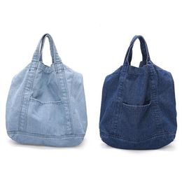 Evening Bags 2Pcs Denim Slouch Bag Casual Jean Fabric Handbag Leisure Korean Style Fashion Japanese Messenger Top-Handle - Sky Bl2996