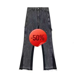 50 off~Jeans Tech pants Mens Dept Pants Galleryes Sweatpants Speckled Letter Print cotton Loose Versatile Straight S-XL.