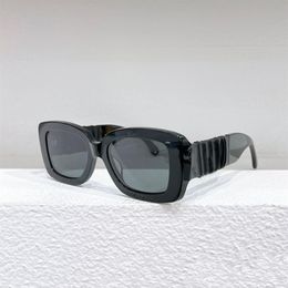 Black Grey Rectangle Sunglasses for Women Leather Temple Sunnies Shades Designer Sunglasses UV400 Eyewear with Box255t