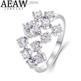 With Side Stones 1.5ctw 5mm Round Excellent DE Colour Moissanite Engagement Ring Solid Real 18k White Gold for Women Test Positive YQ231209