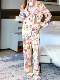 Women s Sleep Lounge 2023 Pyjama Set For Women Long Sleeved Top and Pants Pj Cute Fruit Dog Printed Pyjamas Perfect Relaxing 231208