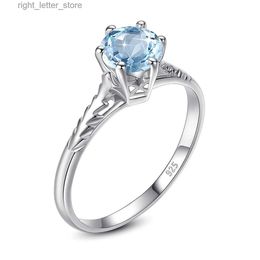 With Side Stones Szjinao High Quality Sterling Silver 925 Ring For Woman Aquamarine Round Party Gift Female Handmade Vintage Elegant Fine Jewellery YQ231209