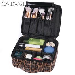 CALDWELL Travel Makeup Bag Large Capacity Portable Organiser Case with Zipper Leopard Print Gift for Women280Y