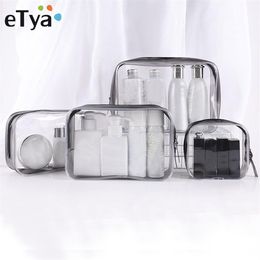 eTya Transparent Cosmetic Bag Clear Zipper Travel Make Up Case Women Makeup Beauty Organizer Toiletry Wash Bath Storage Pouch241v