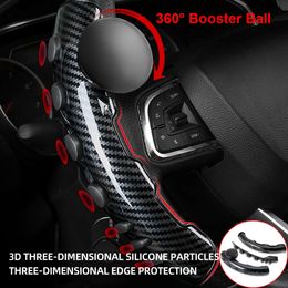 New 1Pair Car Steering Wheel Non-Slip Cover 38cm Carbon Fibre With Booster Ball Spinner Knob Universal Car Interior Accessories OX