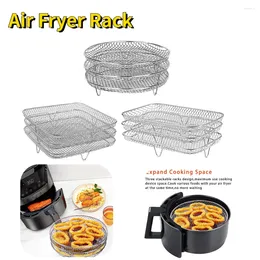 Double Boilers 3-layer Air Fryer Rack Stackable Grid Grill Stainless Steel Anticorrosive Home Oven Steamer Cookware Kitchen Accessories