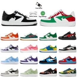 Low Top Women Mens Shark Designer Shoes Bapesstas Sneakers A Bathing Ape SK8 Sta Patent Leather Grey Pink Foam Green Red White Black Lows Panda Runners Sport Trainers