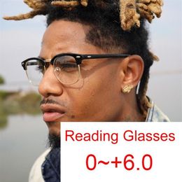 Sunglasses Trend Blue Light Blocking Reading Glasses Men Women Half Frame Diopters Casual Clear Lens Mens Presbyopia Eyeglasses200D