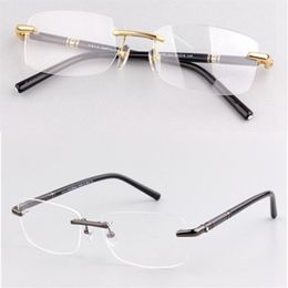 Brand Men Optical Glasses Frame 476 Rimless Business Eyeglass Frames for Man Gold Silver Designer Mens Myopia Glasses Eyewear with250I