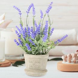 Decorative Flowers Ceramic Plant Pots Indoor Artificial Lavender Potted Plants Decorations Purple Office