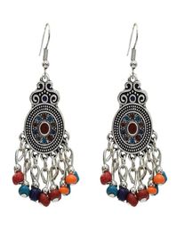 Dangle Chandelier Ethnic Turkish Style Alloy Jhumka Earring Resin Beaded Statement Earrings For Women Boho Party Gypsy JewelryDa8893355