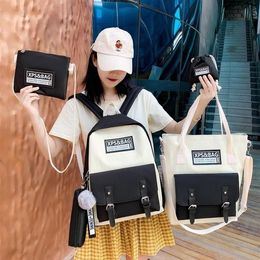 Casual Backpacks Fashion Women Set School Bag Cute Korean College Shoulder Bags For Teenage Girls Kids Book323F