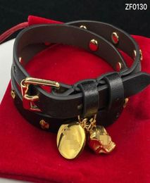 New designed pendants Skull rivet Leather chain women necklace hiphop ladies choker Necklace Punk style Couple Bracelet 0106200362