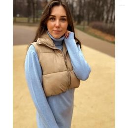 Women's Vests Stand Collar Vest Fashion Autumn Short Coats Jackets Trend Sleeveless Parkas Outwear Women Coat Zipped Zipper