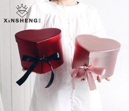 Athena HeartShaped DoubleLayer Gift Box Creative HighEnd Flower Box Hand Packaging Flower Shop Material Wedding Valentine8269292