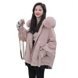 Women's Trench Coats Pink Parker Cotton Clothes Padded Jacket Women Winter 2023 Explosive Coat Mid-length Wild Loose Tooling Thick