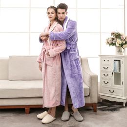 Men's Sleepwear Warm Flannel Bathrobe Gown Loungewear Winter For Women Loose Kimono Peignoirs Men Nightwear Autumn Home Clothes