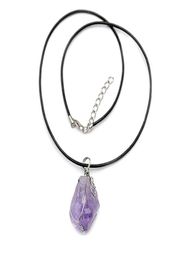 Natural Amethyst form Nugget Pendant Blacelet Cord Chains Necklace Fashion Energy Jewelry Crystal Healing Gemstone3230011