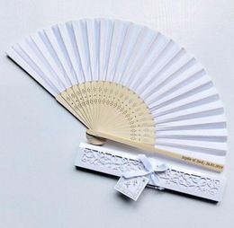 Party Favor 30 Pcs Personalized Engraved Luxurious Silk Fold Hand Fan In Elegant LaserCut Gift Box Party Favorswedding Giftspr4684835